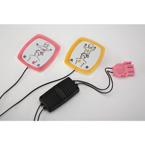 Reduced energy AED pads with cable